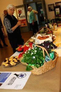 Mae Gautier of All Saints Church of Pasadena and the refreshment table