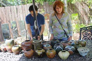 Open Studios - Spectators admire David Lovejoy ceramic pots