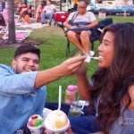 Jose, from Long Beach, and Jamie, from Pasadena enjoy the day prior to the movie showing of the last day of Old Pasadena Film Festival @ Pasadena Central Park - July 27, 2014. 