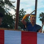A Taiko drummer perfomer sets the pace for the Obon dancers (Pasadena -2014).
