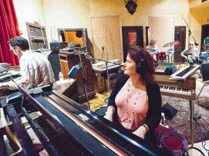 Debra Penberty at the studio recording her new album.