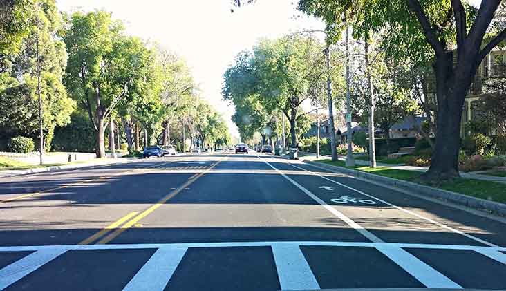 Marengo Ave. bike lane in Pasadena (Photo - Staff).