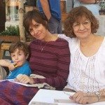 Calligrapher Bonnie Nelson with her daugther, Audrey, and grandson.