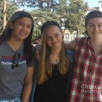 (LtR) Lydia, Pasadena, Amanda, La Crescenta, and Makarya, Monterey Park, listen to the musical act @ the SGV Pride -2014