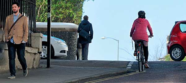 Pedestrian, bike, car