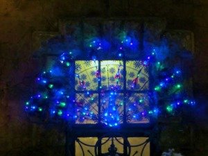 Blue Peacock Lights at la Caille Restaurant, Salt Lake City (Photo - Jean Sudbury).