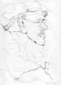 A sketch of Mel by his late wife, Gloria Weisburd.