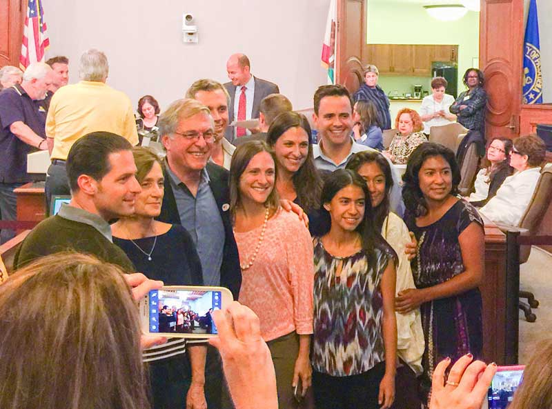 Mayor-Elect Tornek surrounded by family and friends at City Hall (Photo - DPNA).