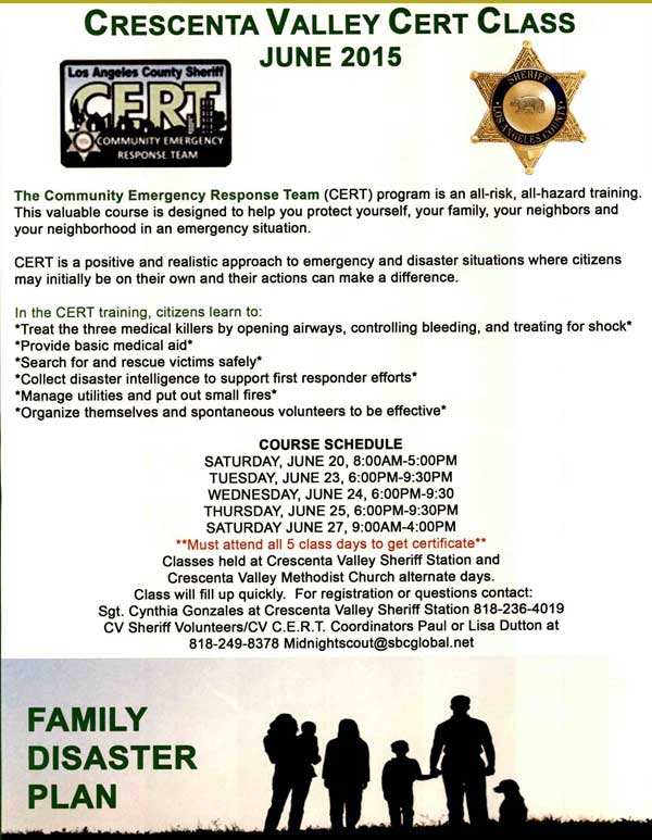 Crescenta Valley  CERT Class June-2015