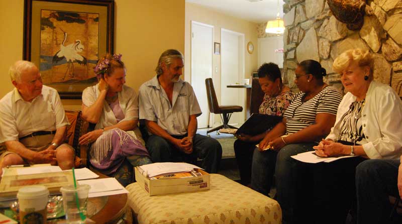 Valley Poets meeting at Keith's home in Glendora, CA (Photo - Junnie Starshine).