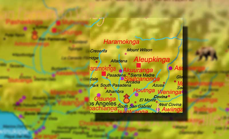 Tongva Villages Map (Full map at keepersofindigenousways.org by Stumitiv-Pa’alat).