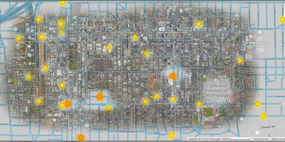 Pasadena gas leak (Composite photo edforg and Google maps)