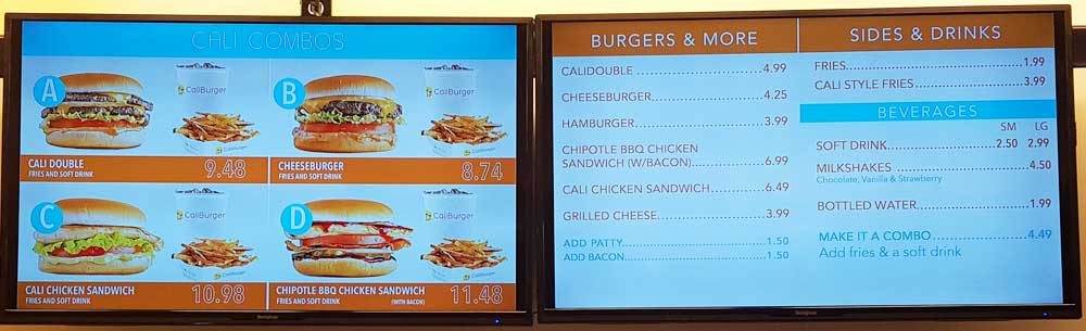 CaliBurger menu board (click to emlarge). (Photo - Melanie Hooks).