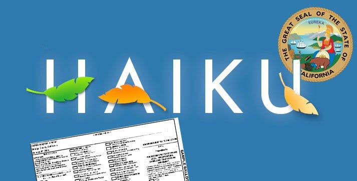 CA and L.A. propositions in Haiku (Photo - Graphic Dept.).